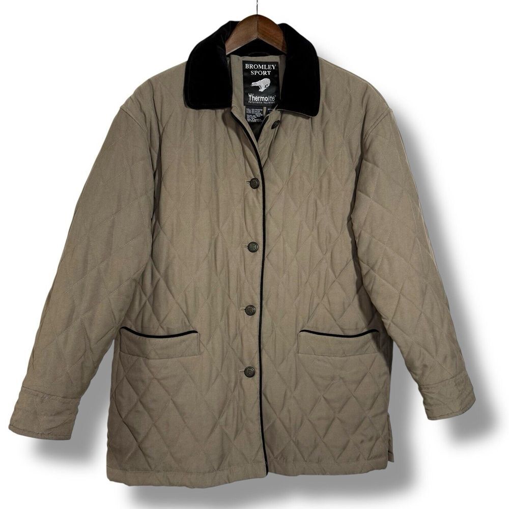 Bromley Sport Jacket MP Quilted Thermolite Light Puffer Velvet Trim‎ Chore Coat